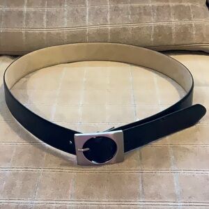 unisex black with silver buckle belt